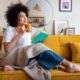 Woman enjoying coffee and a book